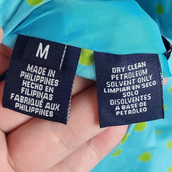 Jones New York Reversible Blue Dots Trench Coat M - Picture 9 of 13